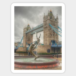 Tower Bridge with dancing dolphin Sticker